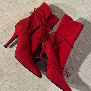 Pristine vintage Casadei lace-up Red Heeled Boots